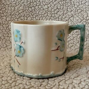 New Shamrock collection by Belleek Pottery Ireland Ceramic Mug with Blue Accents